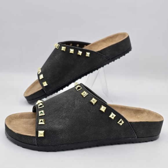 NWOT Dirty Laundry by Chinese Laundry Qiana Slide Sandals, Black/Gold Studs Sz 6 - Picture 4 of 9